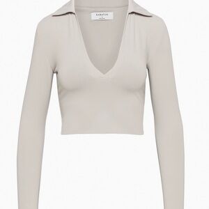 Babaton Women's Champagne V-Neck Crop longsleeve Top